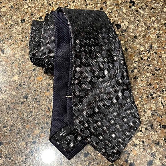 Napoli de Nordstrom Men’s 100% Silk Tie Made in Italy Geometric Gray & Black - Picture 1 of 7